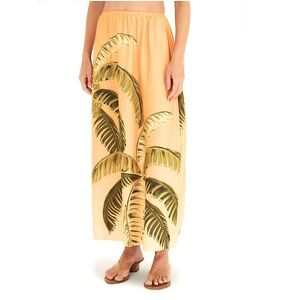FARM Rio Brazil Orange Peach Ombré Sunset Palm Tree Midi Skirt Size (P = Small)
